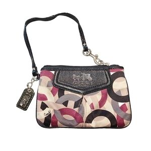 Vintage Y2K Coach signature pattern multicoloured wristlet with detachable strap